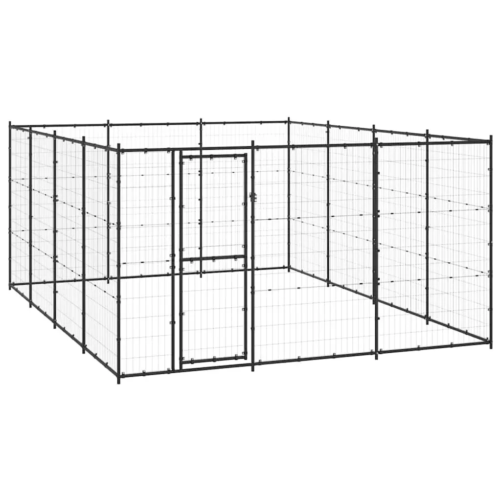 Large Black Steel Dog Kennel for Outdoor Play and Exercise