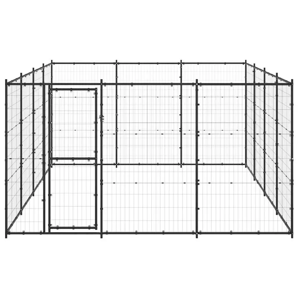 Large Black Steel Dog Kennel for Outdoor Play and Exercise