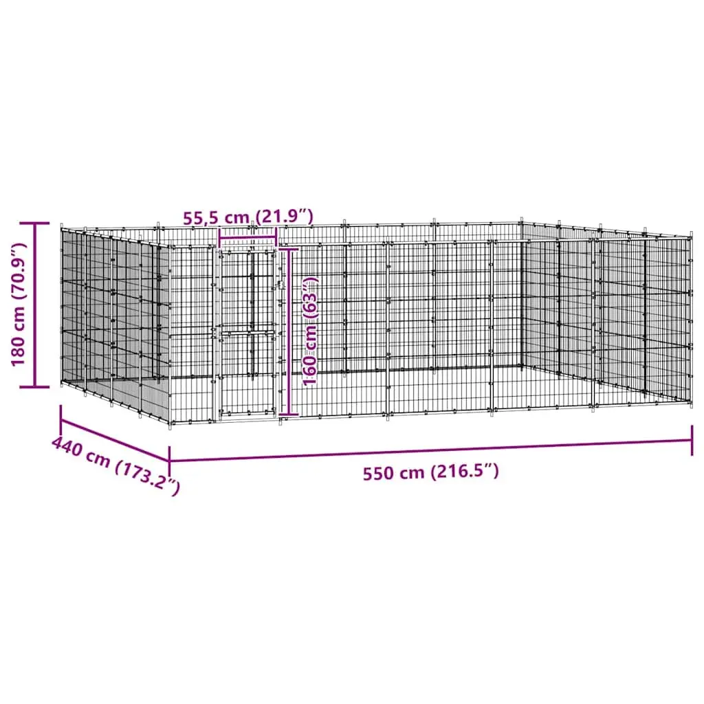 Outdoor Dog Kennel 24.2m² Steel Play Pen