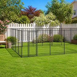 Durable Outdoor Dog Kennel with Steel Frame and Mesh Panels