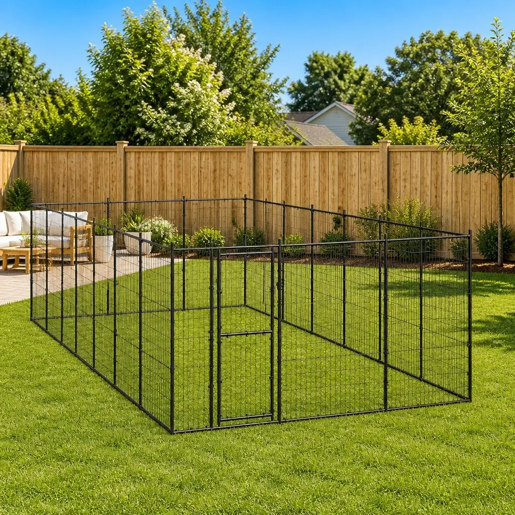 Dog Kennel Steel Mesh 21.78 m² Black