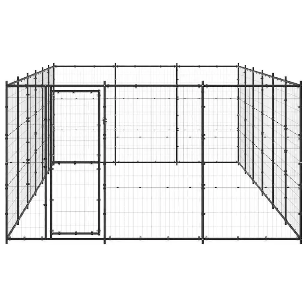 Dog Kennel Steel Mesh 21.78 m² Black