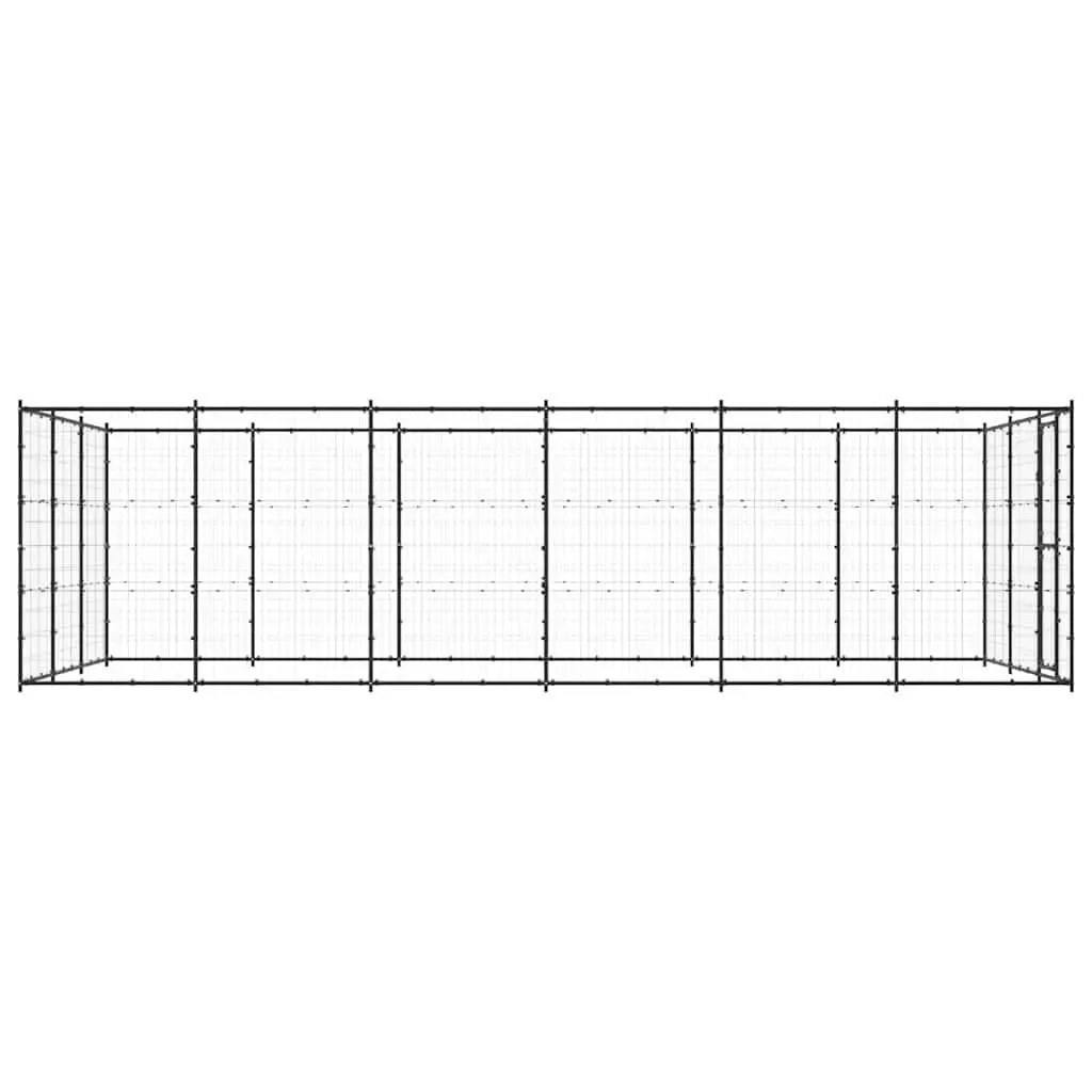 Dog Kennel Steel Mesh 21.78 m² Black