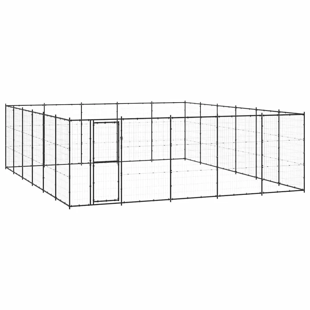 Dog Kennel Steel Mesh Outdoor Exercise Run Enclosure Black 36.3 m²