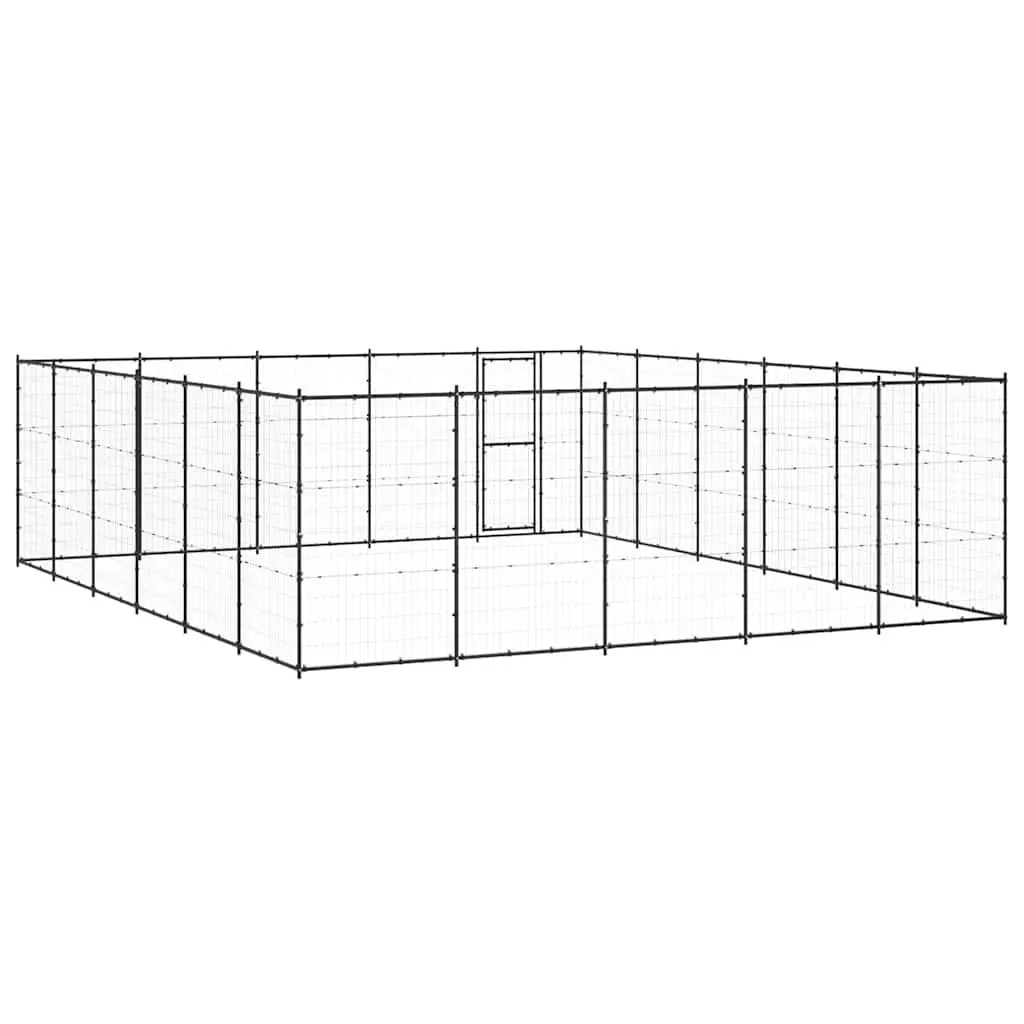 Dog Kennel Steel Mesh Outdoor Exercise Run Enclosure Black 36.3 m²