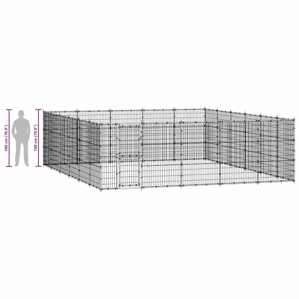Dog Kennel Steel Mesh Outdoor Exercise Run Enclosure Black 36.3 m²