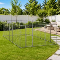Dog Kennel Outdoor Run Galvanised Steel Exercise Enclosure Mesh Ventilation
