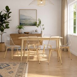 Dining Chairs 6 pcs Transparent Seat Ergonomic Curved Backrest Kitchen