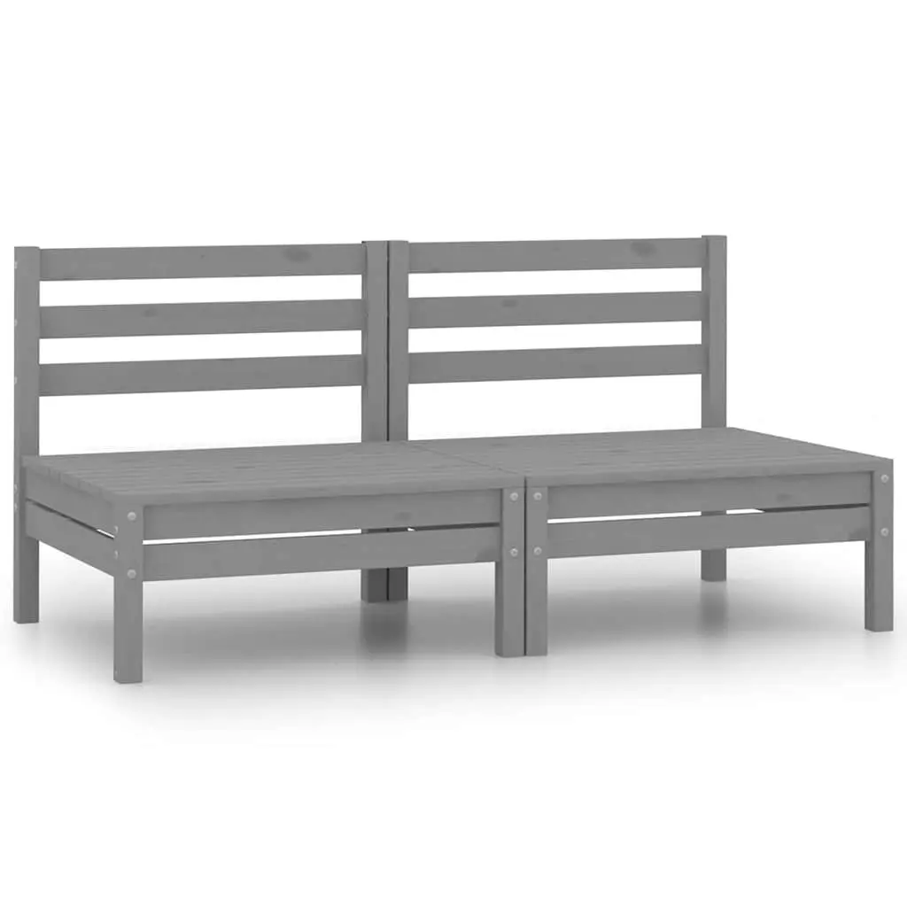 Outdoor Sofa Solid Pinewood 2-Seater Modular Grey