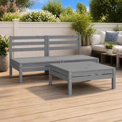 3 Piece Modular Garden Lounge Set in Grey Pinewood