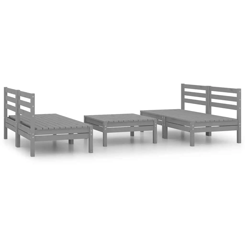 Garden Lounge Set 5 Piece Grey Solid Pinewood Outdoor Furniture Relaxing Seating
