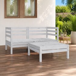 3-Piece White Garden Lounge Set for Outdoor Comfort