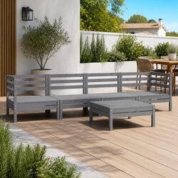 Sturdy 5 Piece Modular Grey Garden Lounge Set