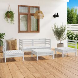 5-Piece White Outdoor Garden Lounge Set - Modular Design