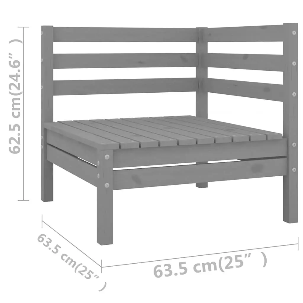 5 Piece Garden Lounge Set Solid Pinewood Grey Modular Outdoor Furniture