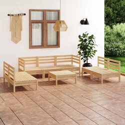 Solid Wood Garden Lounge Set - 8 Piece Outdoor Furniture