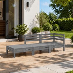 3 Piece Grey Outdoor Lounge Set for Patios