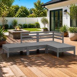 Sturdy 4 Piece Grey Modular Garden Lounge Set