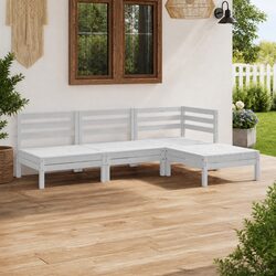 Wooden Outdoor Patio Lounge Set – 4 Piece White