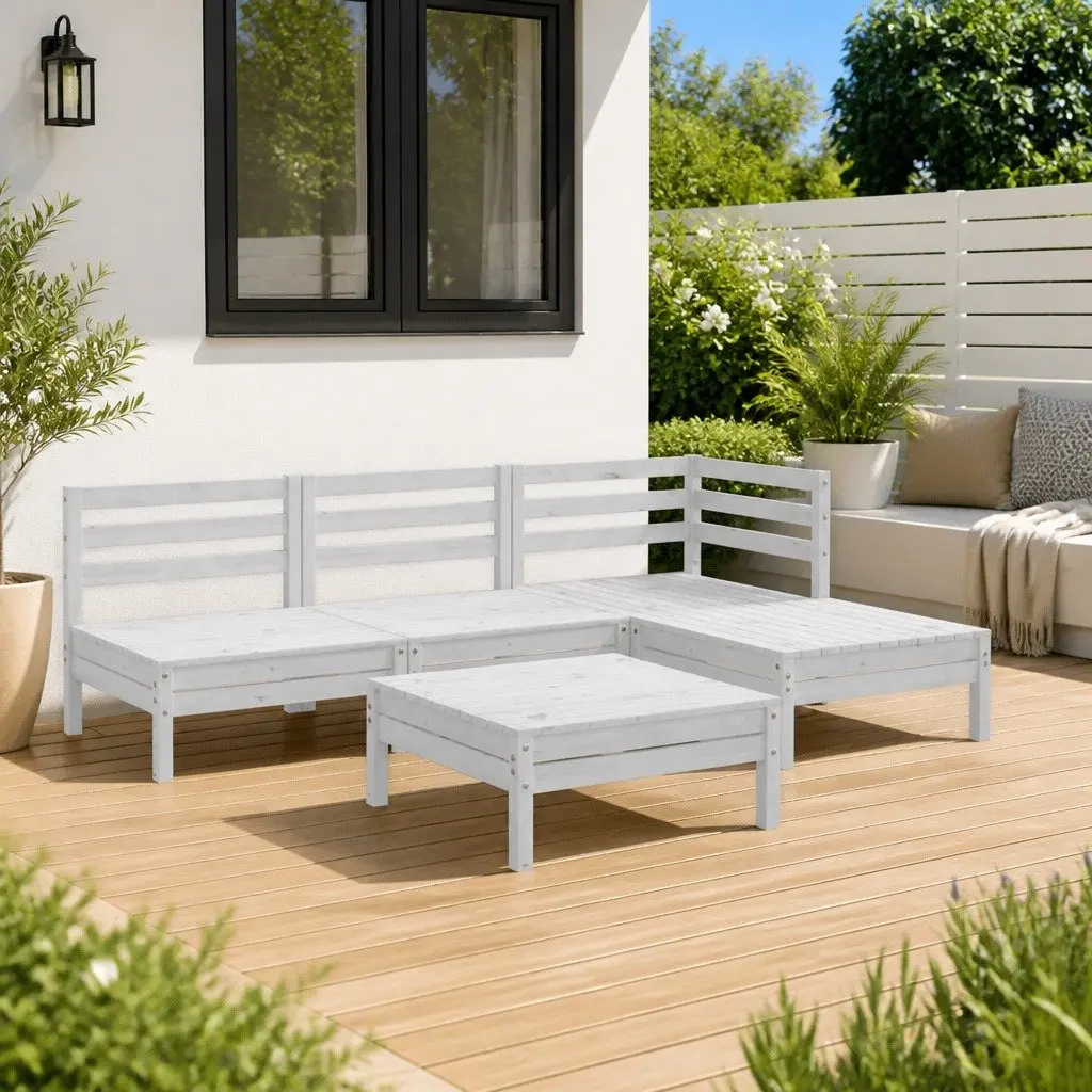 5 Piece Wooden Garden Lounge Set for Outdoor Relaxation