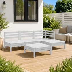 Sturdy 5 Piece Wooden Garden Lounge Set for Outdoor Relaxation