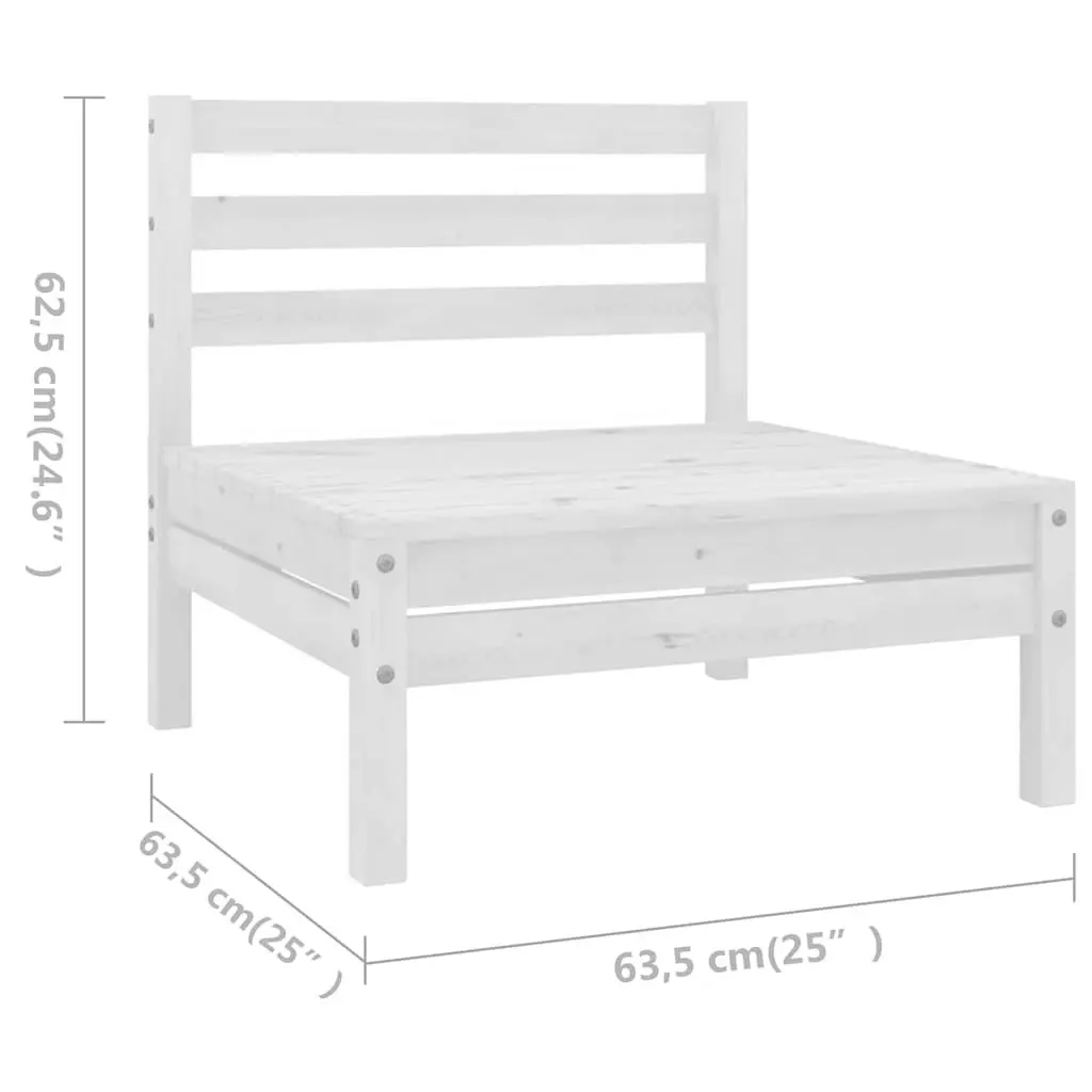 7 Piece White Pinewood Garden Lounge Set