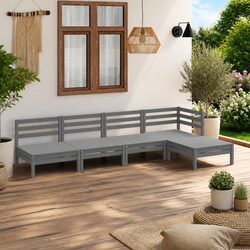 5 Piece Grey Outdoor Garden Lounge Set with Pallet Design