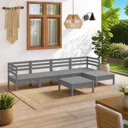 6 Piece Grey Garden Lounge Set with Durable Build