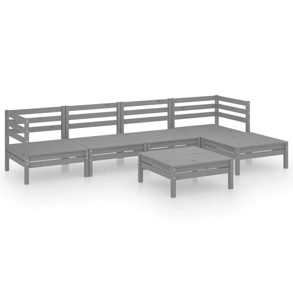 6 Piece Grey Garden Lounge Set with Durable Build