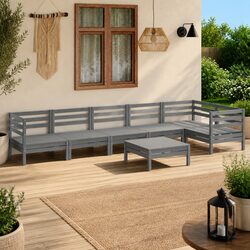 7 Piece Solid Wood Garden Lounge Set for Outdoor Spaces