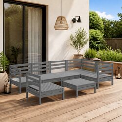 7 Piece Outdoor Lounge Set with Solid Pinewood Construction