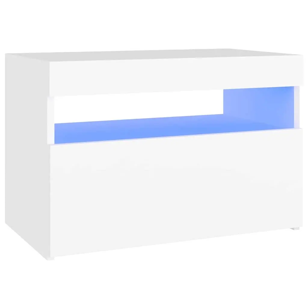 White Bedside Cabinet with RGB LED Lights