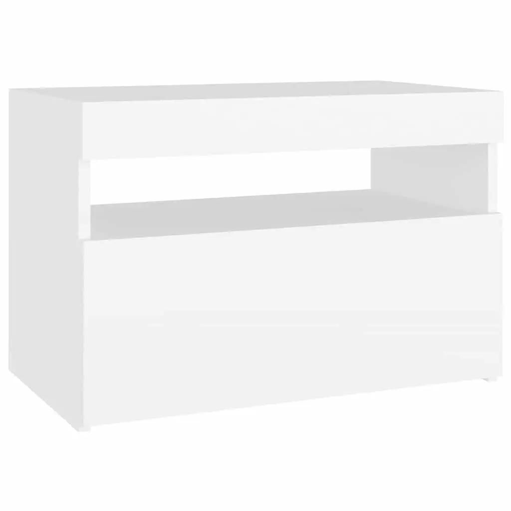 White Bedside Cabinet with RGB LED Lights