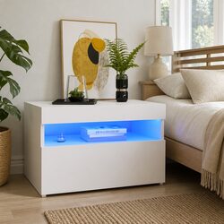 High-Quality Bedside Cabinet Set with RGB LED Lighting