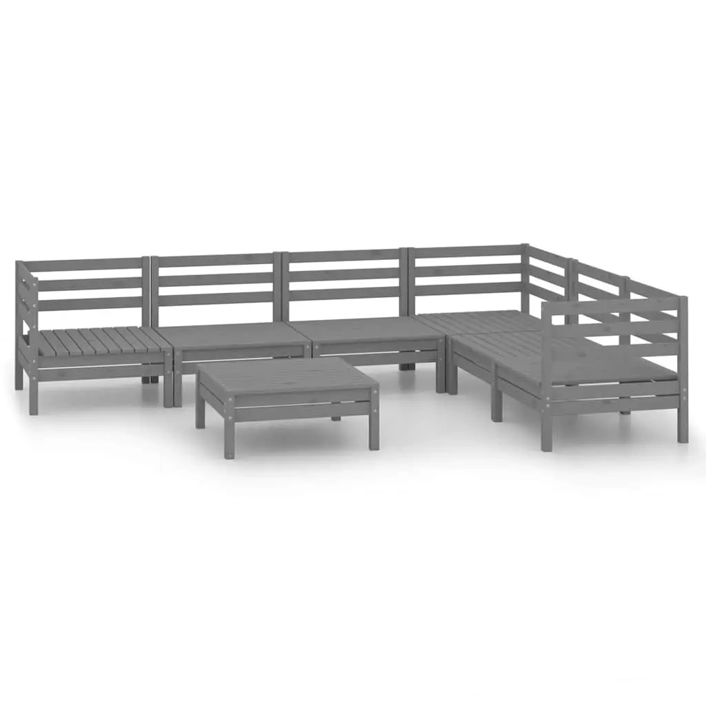 7 Piece Modular Garden Lounge Set in Grey Pinewood
