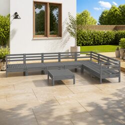 Premium 8 Piece Grey Wooden Garden Lounge Set