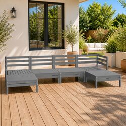 Durable 6 Piece Grey Garden Lounge Set for Outdoor Relaxation