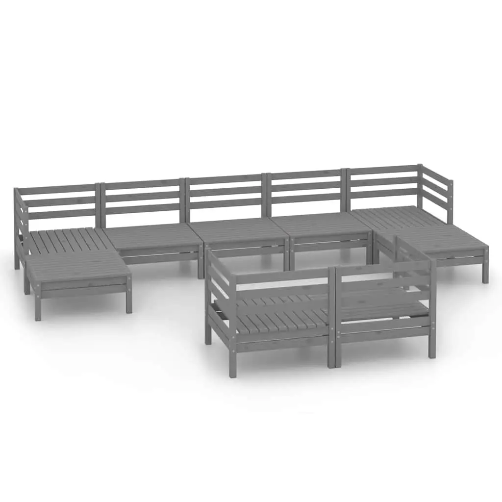 Garden Lounge Set Solid Pinewood 9 Piece Grey Modular Patio Furniture