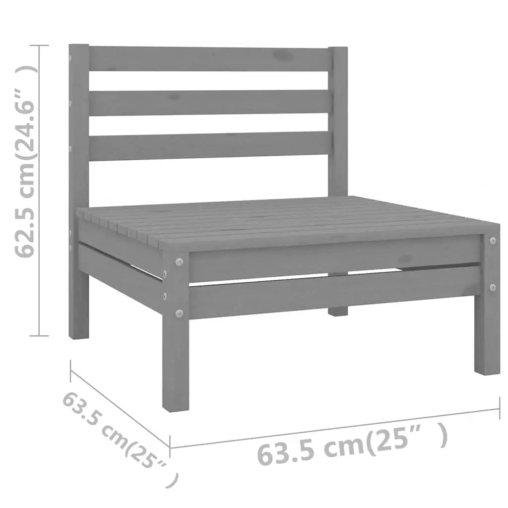 Garden Lounge Set Solid Pinewood 9 Piece Grey Modular Patio Furniture