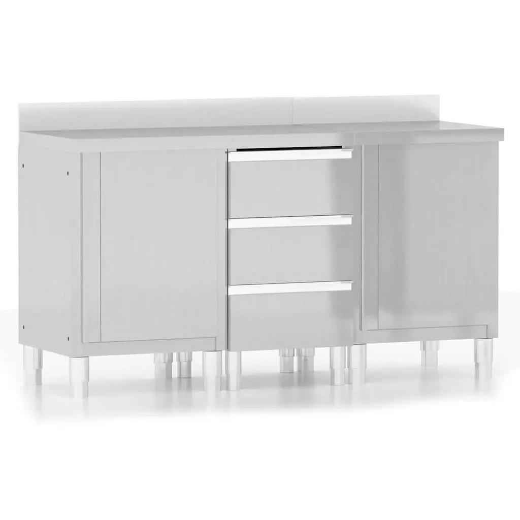 Stainless Steel Commercial Kitchen Cabinet Storage Unit Food Service 3 pcs Set