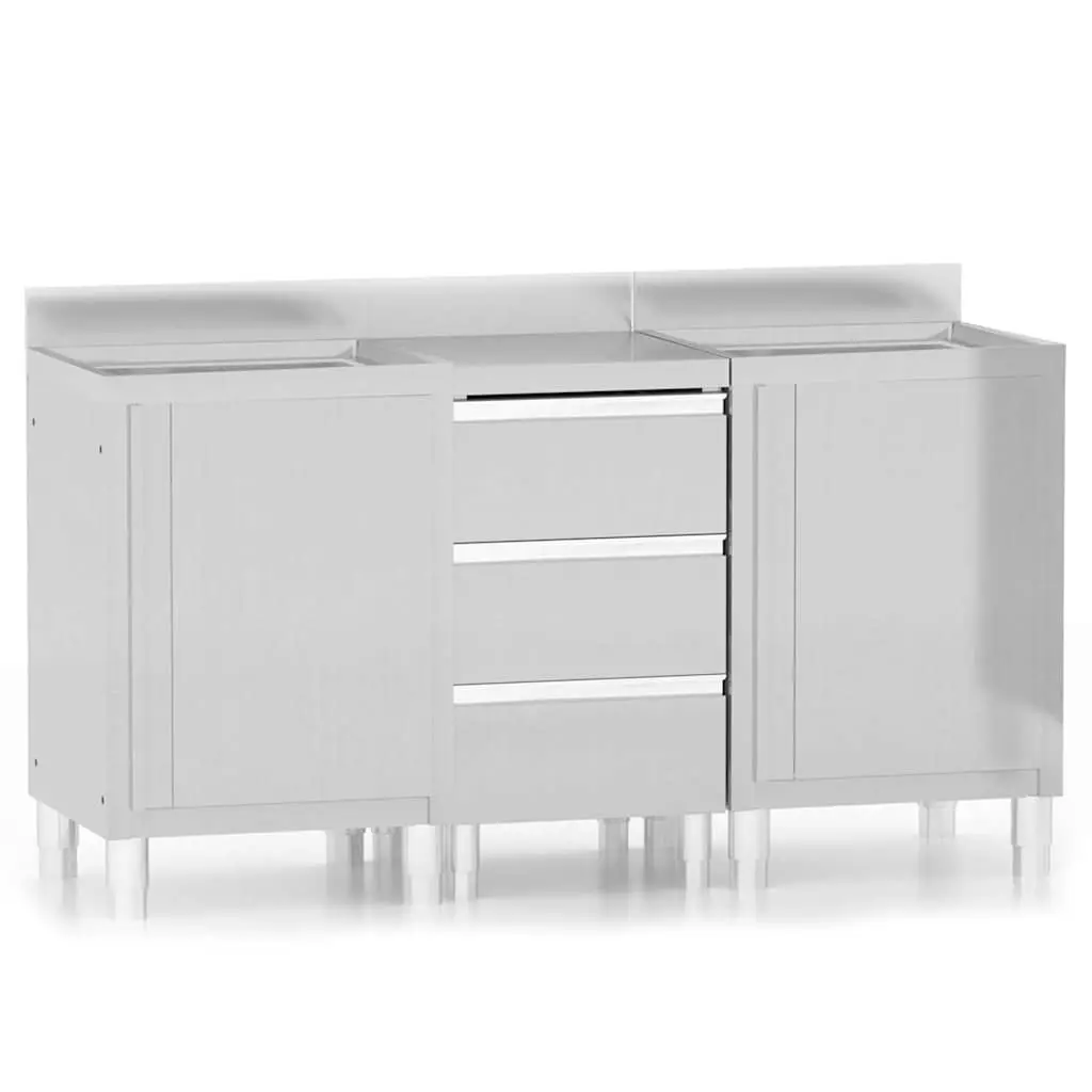 Stainless Steel Commercial Kitchen Cabinet Storage 3-Piece Set