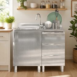 Durable Stainless Steel Commercial Kitchen Cabinet Set