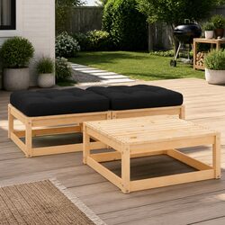 Premium 3 Piece Garden Lounge Set with Cushions