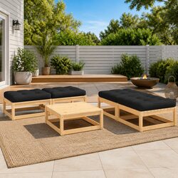 5 Piece Garden Lounge Set Outdoor Pinewood Loungers with Cushions