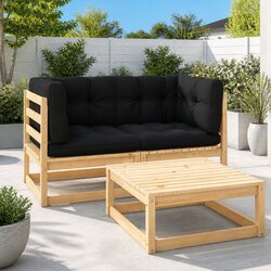 Durable 3 Piece Garden Lounge Set with Cushions