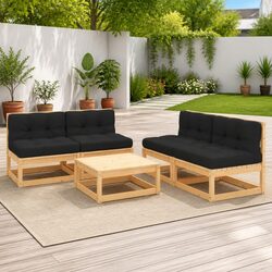 Sturdy 5 Piece Garden Lounge Set with Cushions