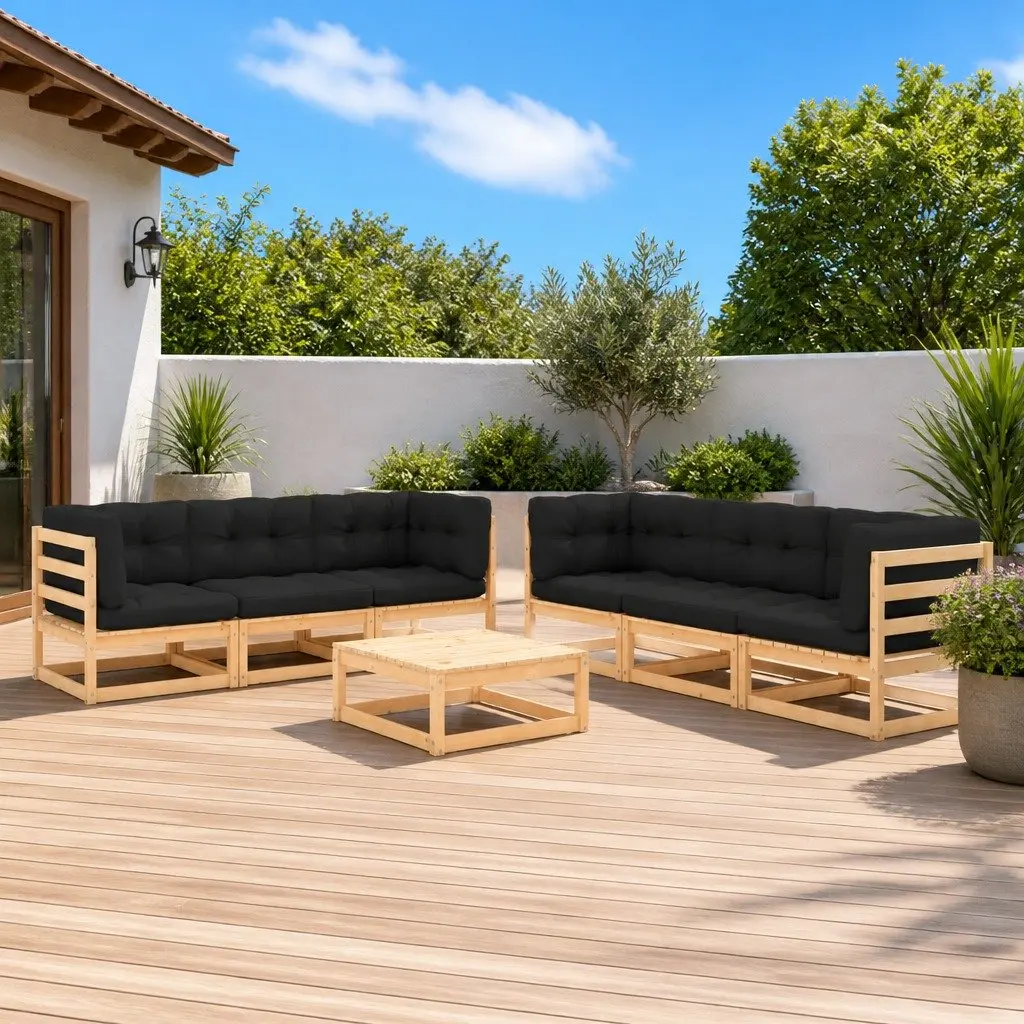 7 Piece Garden Lounge Set with Cushions