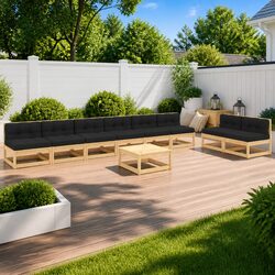 Durable 9 Piece Outdoor Lounge Set with Cushions