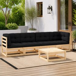 Durable 5 Piece Garden Lounge Set in Solid Pinewood