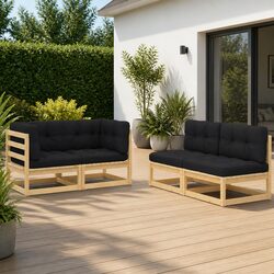 Durable 4 Piece Garden Lounge Set with Cushions